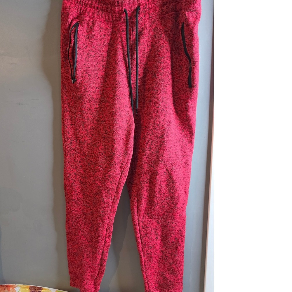 Rue21 Mens Red Black Marled Knit Joggers Zipper Pockets Medium